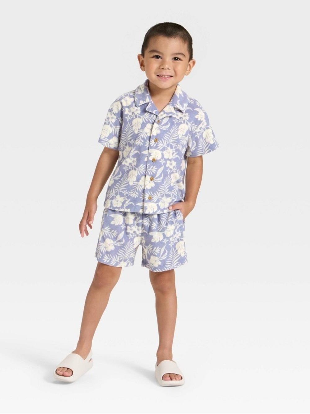 Grayson Mini Toddler Boys' Button Down Short Sleeve Shirt And Shorts Set - Blue